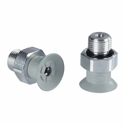 SCHMALZ Vacuum Pad Assembly: G1/8 in, 16.8 mm Pad Dia, NBR, 55 A, Gray - Flat Type Electronics Industry Vacuum Pad Assemblies