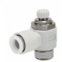 SMC Speed Control Valve: Elbow Fitting, Screw, 1/2 in Valve Body Size, 1/2 in Tube, Meter In (MPN AS4211FG-N04-13S)