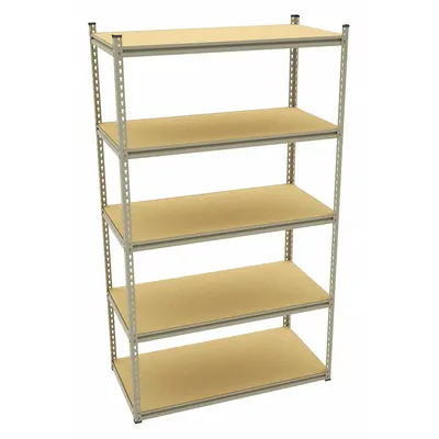 TENNSCO Boltless Shelving: 36 in x 18 in, 72 in Overall Ht, 5 Shelves, Particleboard - Medium-Duty Particleboard Decking Split-Post Boltless Shelving