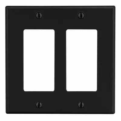 HUBBELL Wall Plate: Decorator-Rocker, 2 Gang, Black - General Purpose Wall Plates