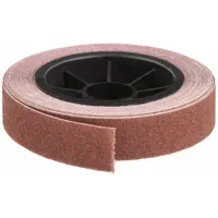 Aluminum oxide abrasive on X weight cloth backing for general-purpose sanding and finishing on metal, wood, and plastic. Suitable for deburring, cleaning, and surface preparation. 1 inch wide by 24 feet long roll with 60 grit