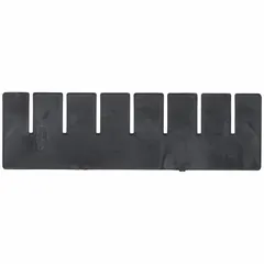This black plastic divider is designed for use with LEWISBINS DC1035-XL and DC1050-XL ESD bins. It measures 9 5/8 inches by 2 7/8 inches and helps organize small components while reducing electrostatic discharge risks in storage and assembly areas.
