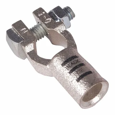 WESTWARD Battery Terminal: Straight, Crimp, 1/0 ga, Black Color, Negative, Copper - Straight Alignment