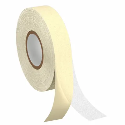 Wooster Anti-Slip Tape: Fine, 54 Grit Size, Solid, Clear, 1 in x 60 ft, 33 mil Tape Thick - Heavy Traffic Antislip Tape