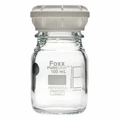 Safety Coated Wide Mouth Round Glass Lab Bottles, 100 mL, GL45, Colorless, Pack of 4
