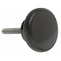 Hand Knob: Knurled, Thermoset, 1/4"-20 Thread, 0.5 in Thread Lg, 1 in Dia, Black (MPN 3065AT)