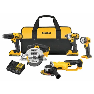 DEWALT Cordless Tool Combination Kit: 5 Tools, 20 V DC Volt, Battery Included - DEWALT 20V Cordless Tool Combination Kits