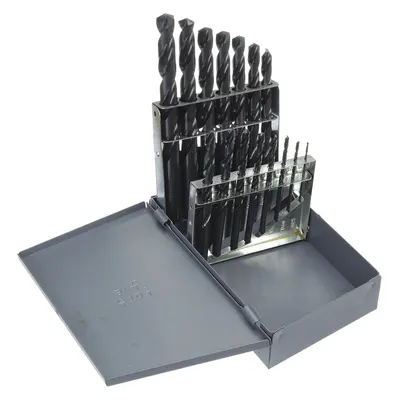 CLE-LINE Jobber Length Drill Bit Set: 15 Pc, 1/16" to 1/2" by 32nds - General Purpose High-Speed Steel Jobber-Length Drill Bit Sets