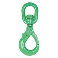 CAMPBELL Self-Locking Hook: 22,600 lb Working Load Limit, 100 Hook Grade, Alloy Steel, Swivel, Green (MPN 5799095)