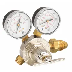 This flow gauge regulator from SMITH EQUIPMENT is designed for use with Argon gas. It features a CGA 580 inlet connection and a 5/8"-18 F RH outlet connection. Used in welding and other gas flow applications, it provides control and measurement of gas flow from a cylinder to the equipment.