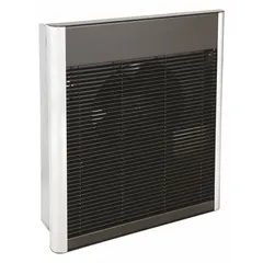 Large recessed electric wall heater with bronze grille, suitable for supplemental or primary heating in commercial or residential spaces. Operates on 208V AC single-phase power with selectable 2000 W or 4000 W output. Non-programmable. Rough-in dimensions: 18-1/4 in H x 14-1/4 in W x 3-7/8 in D.