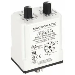 Socket-mounted time delay relay rated 10 A at 120V AC/DC with 8 pins/terminals. Provides single-function timing for sequencing or delaying electrical operations in industrial control panels, HVAC systems, conveyor controls, and automation equipment.