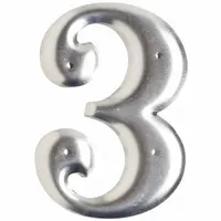 Number Label: 3, Silver, 3 in Character Ht, 2 in Overall Wd, Uppercase, 10 Pieces, (10) Packs, 10 PK (MPN 1600-3)