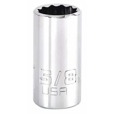 PROTO Socket: SAE, 1/2 in Drive Size, 5/8 in Socket Size, 12-Point, Std, Chrome - 1/2" Drive Hand Sockets