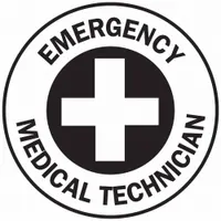 2-inch diameter, non-reflective hard hat label with English text. Supplied as a 4-pack. Used to identify Emergency Medical Technician personnel on hard hats in industrial or emergency response settings