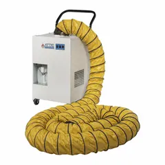 Cooling-only portable air conditioner with 13,700 BtuH capacity, covering 450 to 550 sq ft. Operates on 115V AC and includes an air filter. Designed for high-static applications in indoor or outdoor locations.