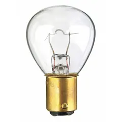BA15d Double-Contact Bayonet Base Lamp, RP11 Rounded Pear, 12.5V AC, White, Trade Number 1196