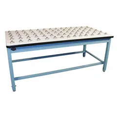 Fixed-height laminate workbench with a blue surface resistant to stains and impacts. Overall load capacity of 1,000 lb. Suitable for assembly, inspection, and light industrial tasks in manufacturing, maintenance, and packaging facilities.