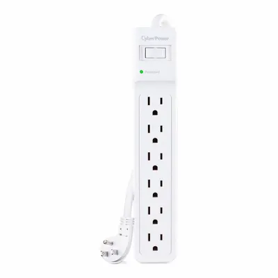 CYBER POWER Outlet Strip: 6 Outlets, 4 ft Cord Lg, 600 J Rated Energy, 15 A Current - General Purpose Surge Protectors