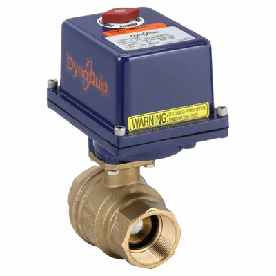 DYNAQUIP CONTROLS Electrically Actuated Two-Way Ball Valve: 1 1/2 in, Brass, 120V AC - Brass Electrically-Actuated Ball Valves