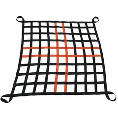 This cargo lifting net is constructed of polyester and features four attachment points. With a working load limit of 4,500 lb, it is suited for hoisting and transporting irregular or loose loads using cranes or hoists in industrial, warehouse, and construction applications.