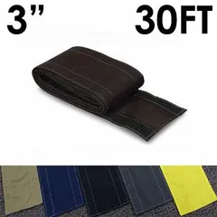 This black nylon cable floor cover measures 3 inches in width and 30 feet in length, featuring a hook-and-loop closure for secure cable management. It provides a low-profile solution for organizing and protecting cables across walkways and work areas, reducing trip hazards in industrial, commercial, and event settings.