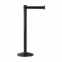 RETRACTA-BELT Barrier Post with Belt: Black, No Pattern, No Legend, 9 ft Belt Lg, Black, 9 ft x 2 in (MPN P101SB-BK9)