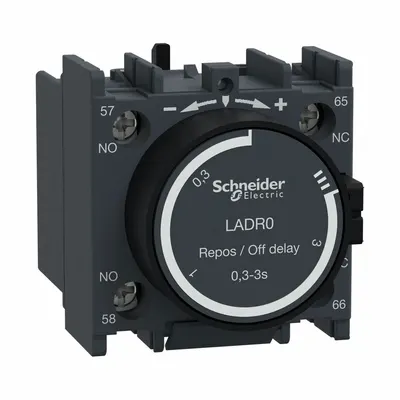 SCHNEIDER Timer Module: Off Delay, 0.3 sec – 3 sec - Front-Mounted IEC Delay Timers