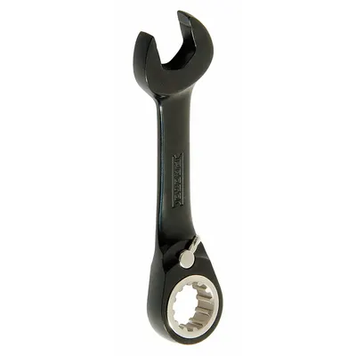 PROTO Combination Wrench: Alloy Steel, Black Chrome, 11/16 in Head Size, 5 in Overall Lg - SAE Spline Ratcheting Combination Wrenches