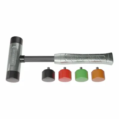 AMERICAN Replaceable Tip Hammer: Urethane, 2 lb Head Wt, 1 1/2 in Tip Dia, 12 in Overall Lg - Rubber-Tip Hammers
