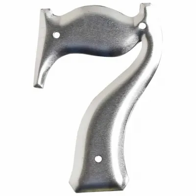 BRADY Number Label: 7, Silver, 3 in Character Ht, 2 in Overall Wd, Uppercase - Utility Pole Marking Numbers
