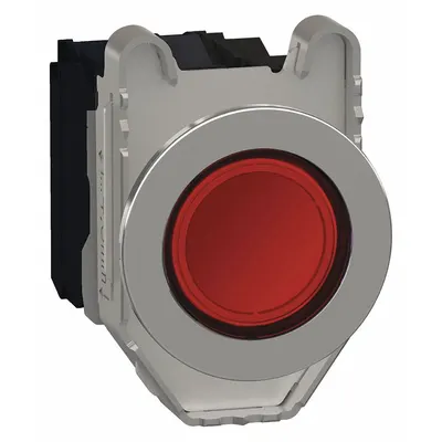 SCHNEIDER Illuminated Push Button: Illuminated, Flush Profile, Metallic, 30 mm - Illuminated Flush-Mount Push Buttons