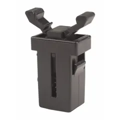 Plastic grab catch with a pull opening action. Height 1/4 in, width 9/16 in. Used to secure cabinet doors, panels, or access covers in enclosures and furniture.
