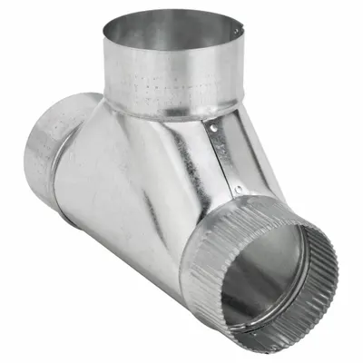 GREENSEAM Duct Tee: Steel, For 4 in Dia, 10 1/2 in Lg, 4 in Inlet Dia, 4 in Outlet Dia - Tee Joints