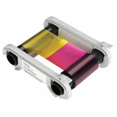 Full-color ribbon for ID card printers, delivering 200 prints per roll. Measures 3 inches in height and 4 inches in width. Compatible with ID card printers using manufacturer part number PM1H0000RS. Used for printing full-color images on plastic cards for identification purposes.