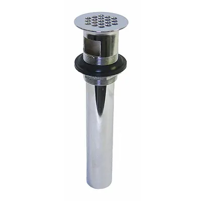 KISSLER Drain Assembly: Brass, Chrome, 8 in Overall Ht, 1 1/4 in Overall Dia - Sink Drains with Flat Strainer