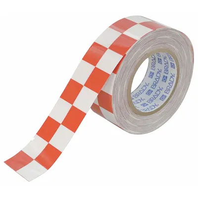 BRADY Floor Marking Tape: Gen Purpose, Checkered, Red/White, 2 in x 100 ft - General Purpose Floor Marking Tape