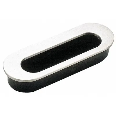 SUGATSUNE Recessed Pull Handle: Threaded Holes, Stainless Steel, Black, Tray - Oblong Recessed Pull Handles