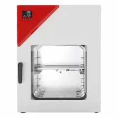 Vacuum oven with 1.94 cu ft capacity, maximum temperature of 220°C, and power rating of 1.4 kW. Suitable for gentle drying, degassing, and heat treatment of heat-sensitive materials under vacuum conditions. Operates on 100/120V with temperature accuracy of ±1.2°C at 100°C.
