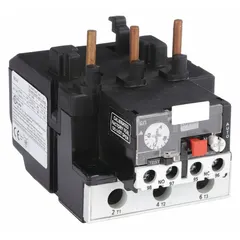 This IEC thermal overload relay provides motor protection against overloads and phase loss conditions. It features three poles, one normally open and one normally closed auxiliary contact, and integrated bimetallic elements that eliminate the need for separate thermal units. The relay is compatible with Dayton contactors in the 40 to 95 Amp range. Typical applications include protection of three-phase motors in industrial equipment such as pumps, conveyors, and compressors.