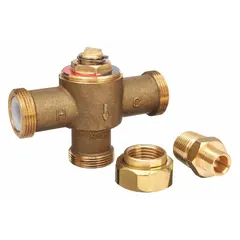 This MOEN mixing valve is constructed of brass with a chrome finish and includes trim. It is designed for use with hot and cold water to blend temperatures in commercial faucet applications. Compatible with Moen Commercial series faucets.