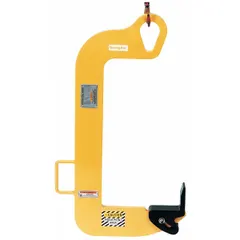 Coil C-hook lifter with pivoting wedge for handling coiled materials. Rated for 2,000 lb maximum load. Used in manufacturing, warehousing, and metal processing for lifting and transporting steel coils and similar loads.