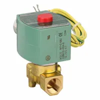REDHAT Solenoid Valve: 2-Way, Normally Closed, 3/8 in Pipe Size, 12V DC, High Flow, Brass Body (MPN 8263H200LF 12/DC)