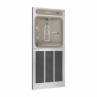 ELKAY Bottle Filling Station: On-Wall, 8 gph @ 50°F, Stainless Steel, Gray - In-Wall Bottle Fillers