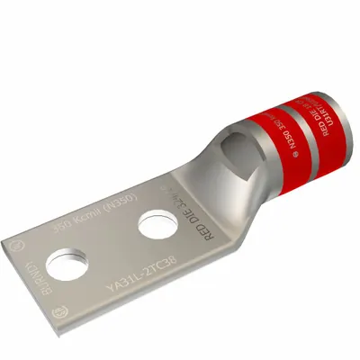 BURNDY Compression Lug: For 350 kcmil, Stranded Wire, 1/2 in Stud Size, Std - Two-Hole Compression Lugs