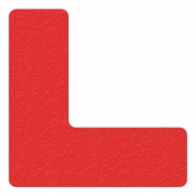INCOM MANUFACTURING Floor Marking Tape: L, Solid, Red, No Legend, 2 in x 6 in, 0.58 mil Tape Thick - L-Shaped Floor Marking Tape