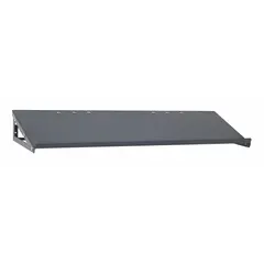 This steel louvered panel shelf in gray features a slanted angle for gravity-fed storage of parts, tools, or small components. Includes mounting hardware. Load capacity is 75 lb per shelf. Suitable for workshops, warehouses, and assembly lines.