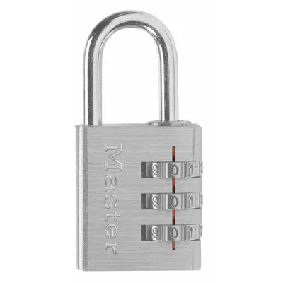 MASTER LOCK Combination Padlock: Scrolling Combo, Silver, Aluminum, Std Shackle - TSA Approved Luggage Combination Padlocks