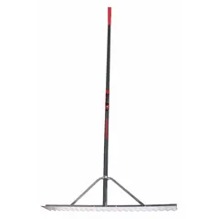This asphalt lute features an aluminum head and an 82-inch aluminum straight handle. It is used for spreading and leveling hot asphalt or concrete on road surfaces, parking lots, and paving projects.
