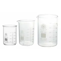 APPROVED VENDOR Glass Beaker Set, 250 mL/400 mL/600 mL, Low Form, Type I